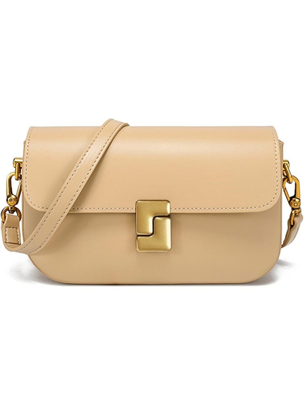 Women's Almond Small Leather Removable Strap Handle Sling Backpack Crossbody